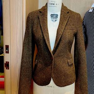 Classic Tweed Brown with Patches Zara Blazer